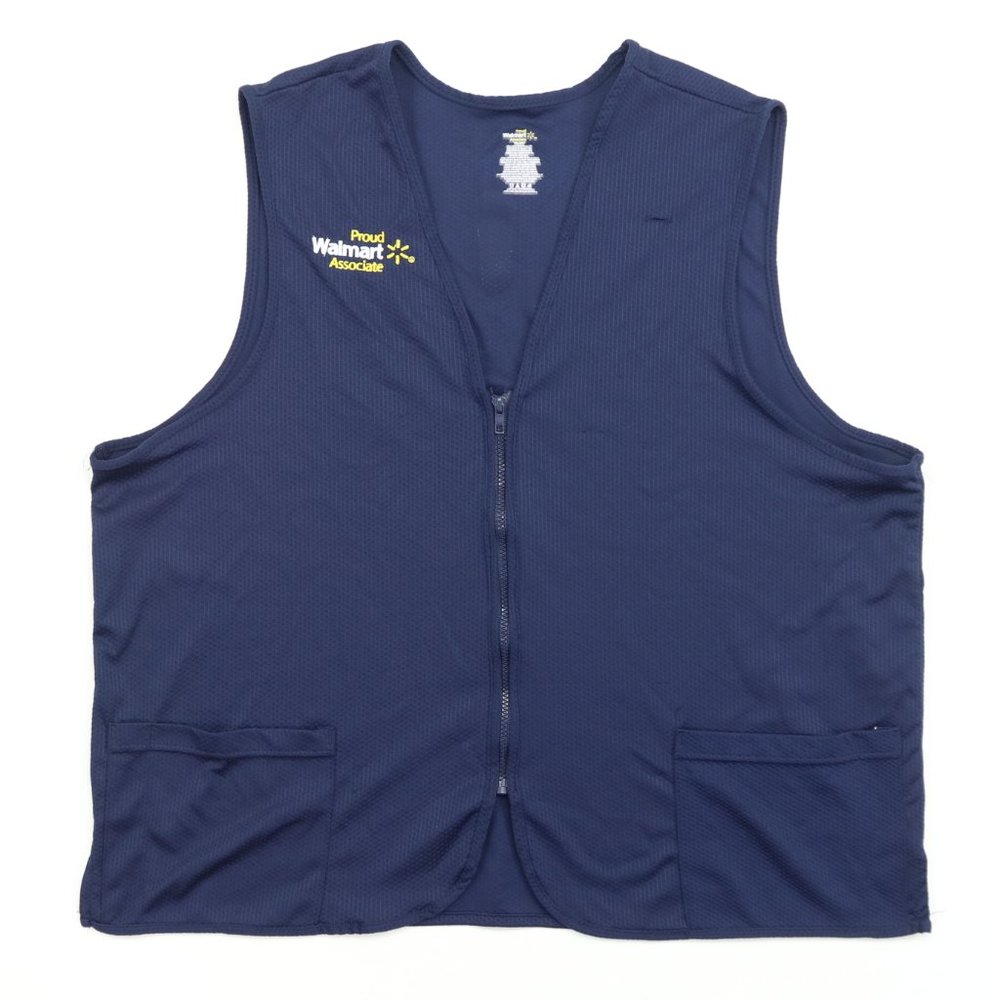 Proud Walmart Associate Adult 2XL Employee Uniform Vest Zip Blue Polyester